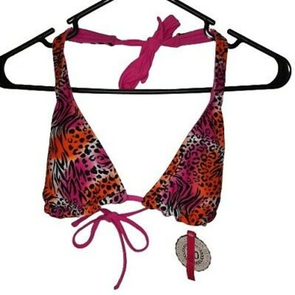 NWT M SO Reversible Pink Animal Bikini Swimsuit Bathing Suit Separates TOP ONLY - Picture 1 of 7